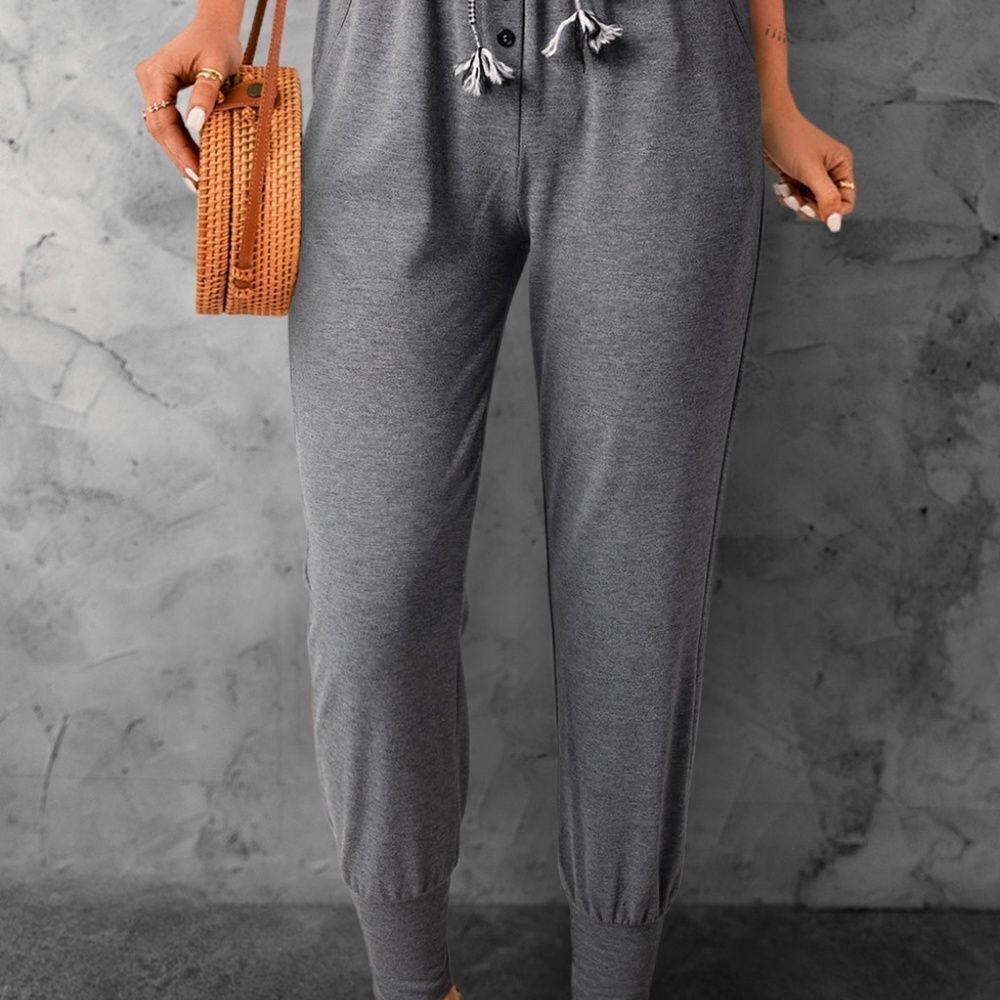 Gray drawstring jogger pants - Picture 6 of 7